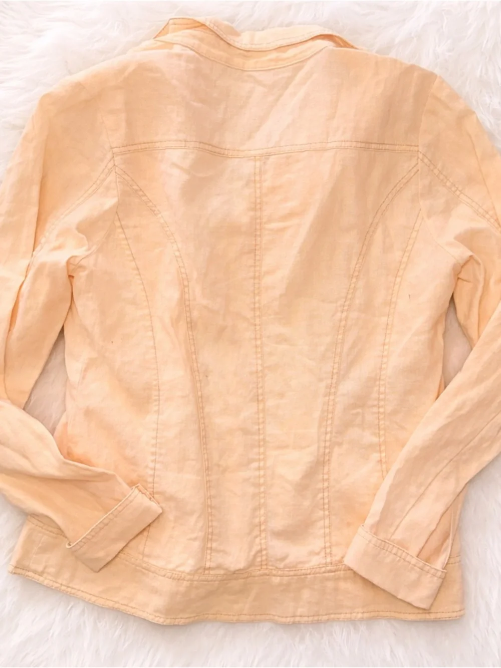 Maurices Peach Lace Detail Zip Jacket Size L Feminine Lightweight Spring Layer - Picture 5 of 5